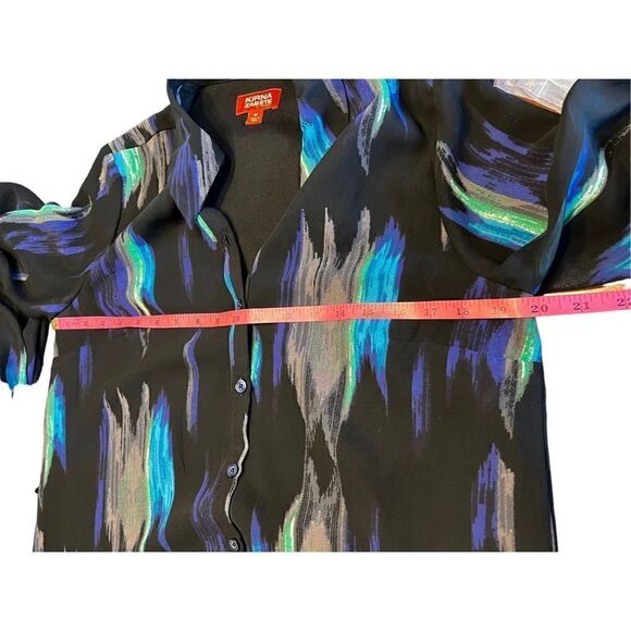Kirna Zabete target Medium Printed Button Front Chiffon Shirt Dress sheer sleeve - Picture 3 of 6